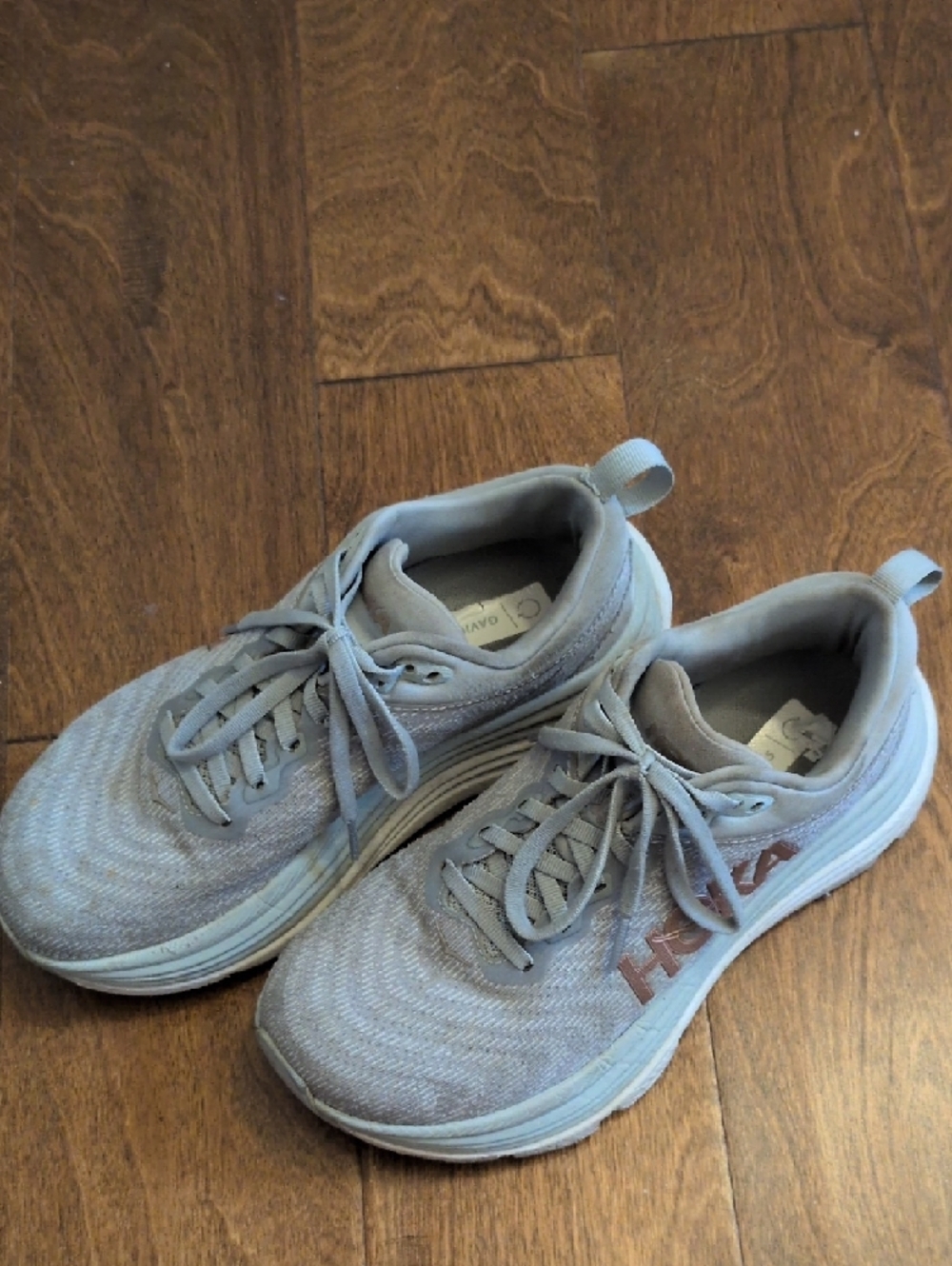 Hoka Women's Light Beige Taupe Athletic Running Shoes - Picture 4 of 5